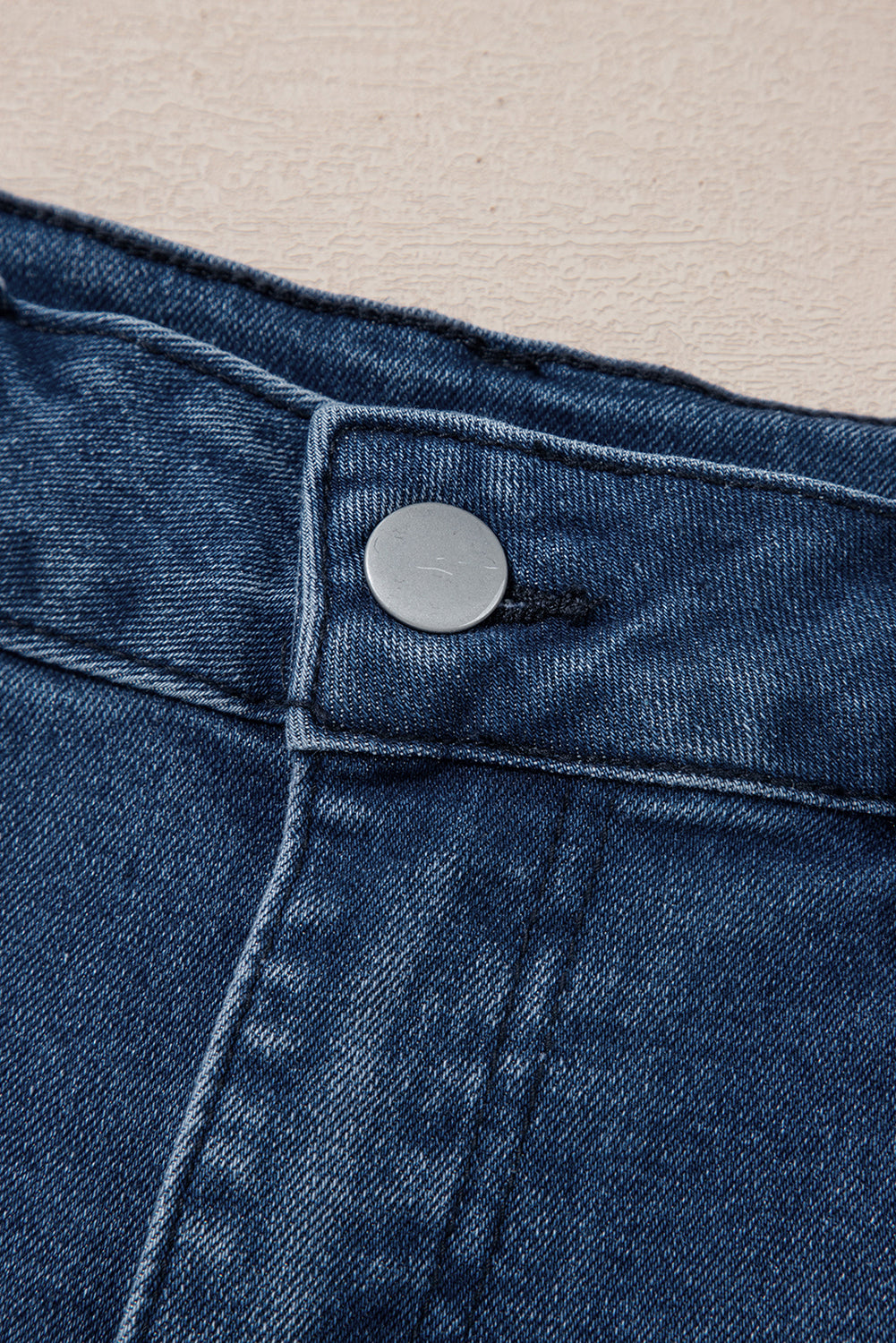 White Scalloped Hemline Acid Wash High Waist Denim Shorts