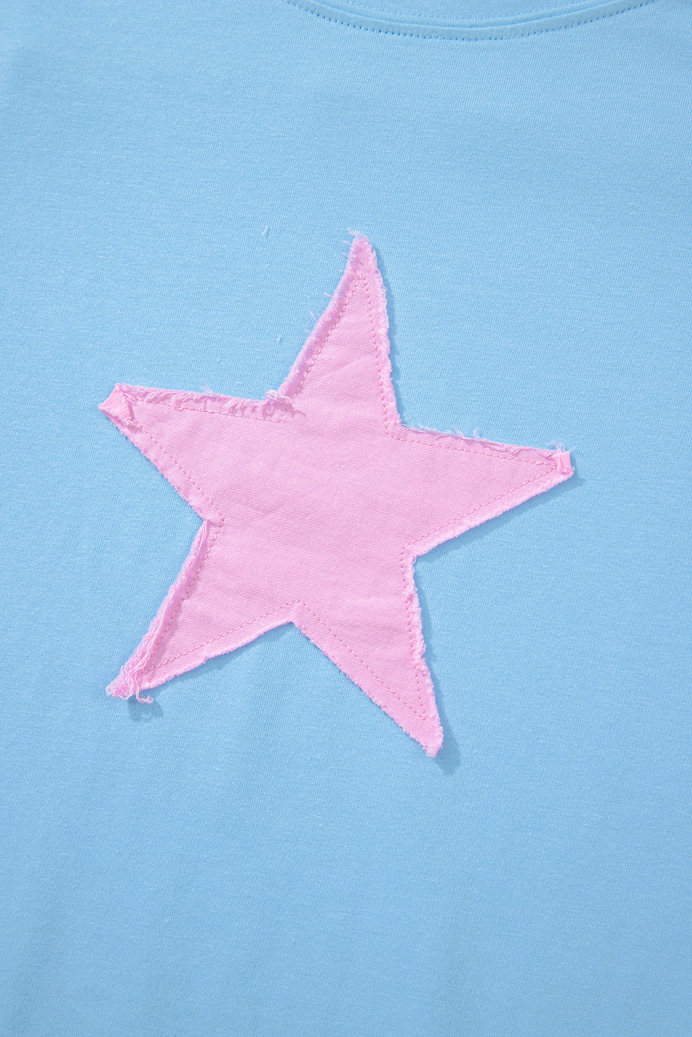 Myosotis Frayed Denim Star Patched Oversize T Shirt