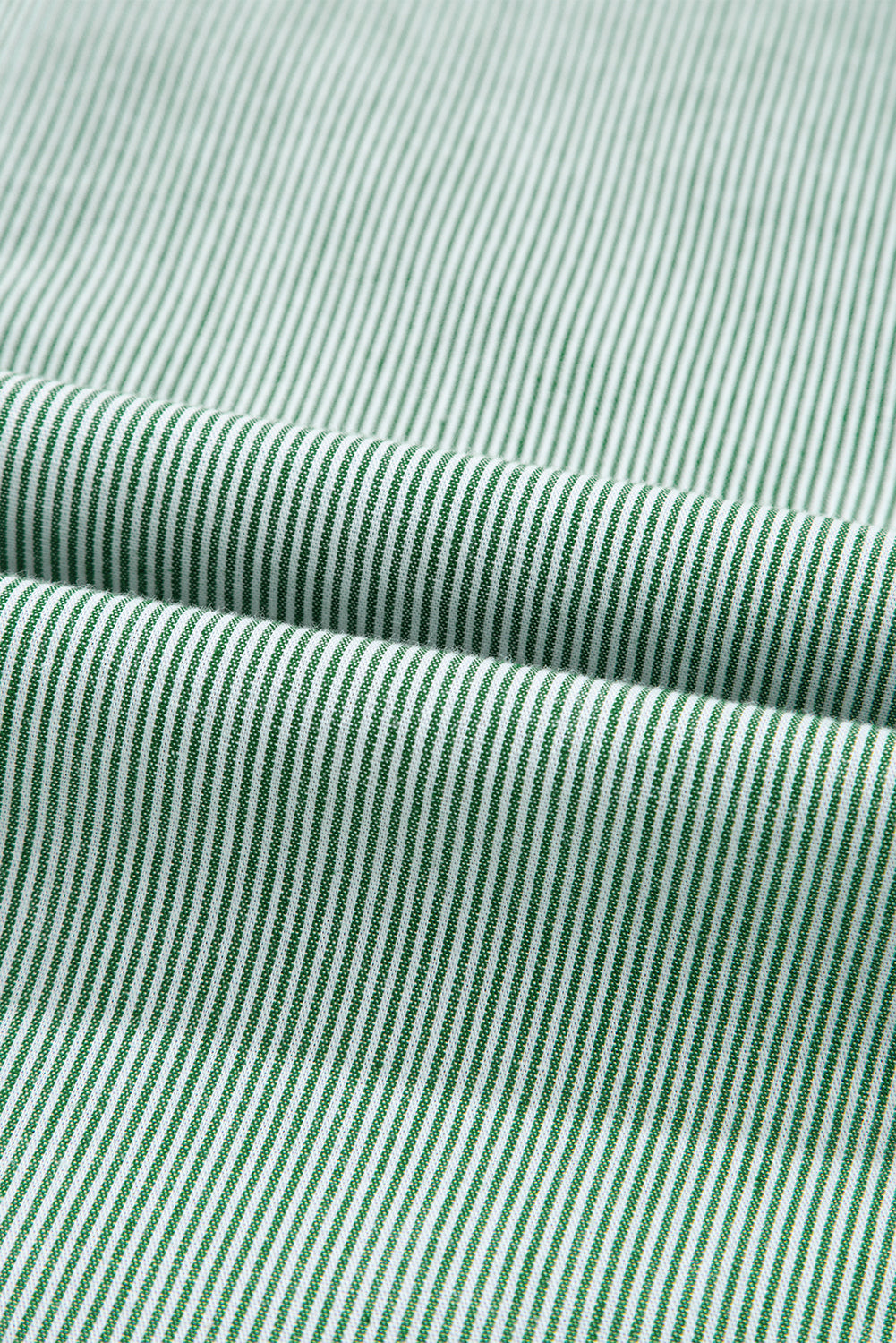 Blue Stripe Frilled Sleeveless Collar Front Pocket Button Up Mini Dress