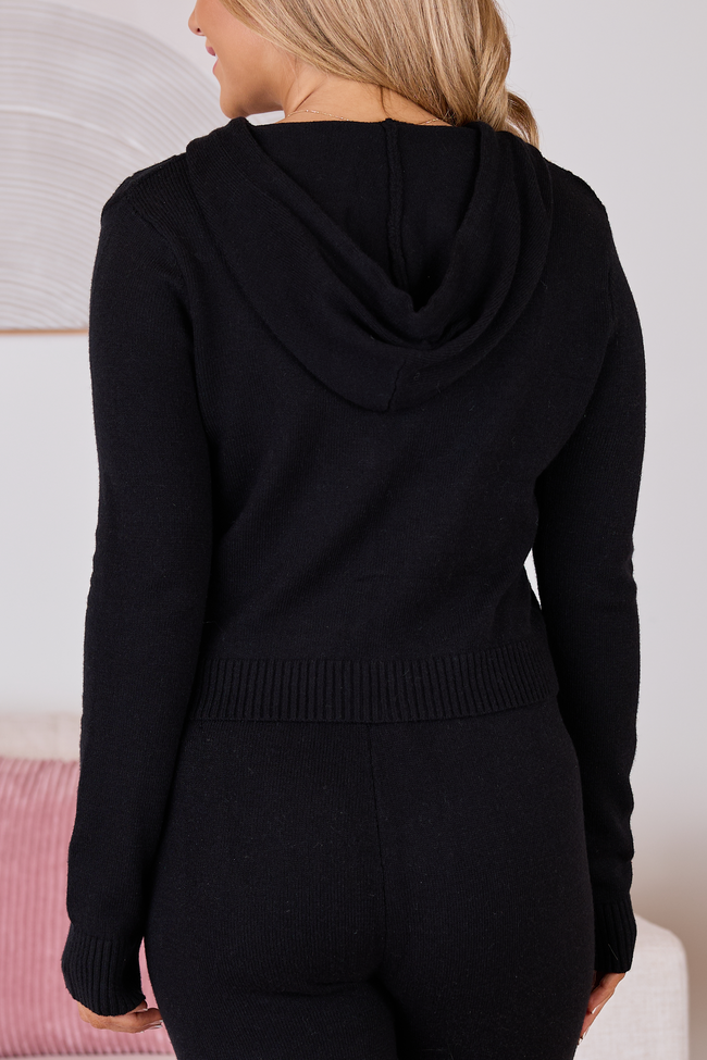 Reba Black Raised Stitch Zip Front Hoodie FINAL SALE