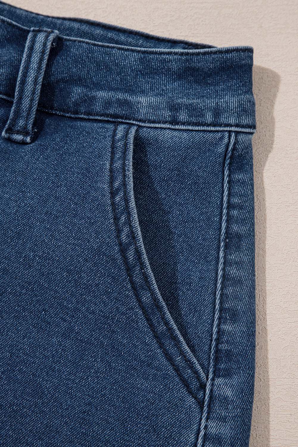 White Scalloped Hemline Acid Wash High Waist Denim Shorts