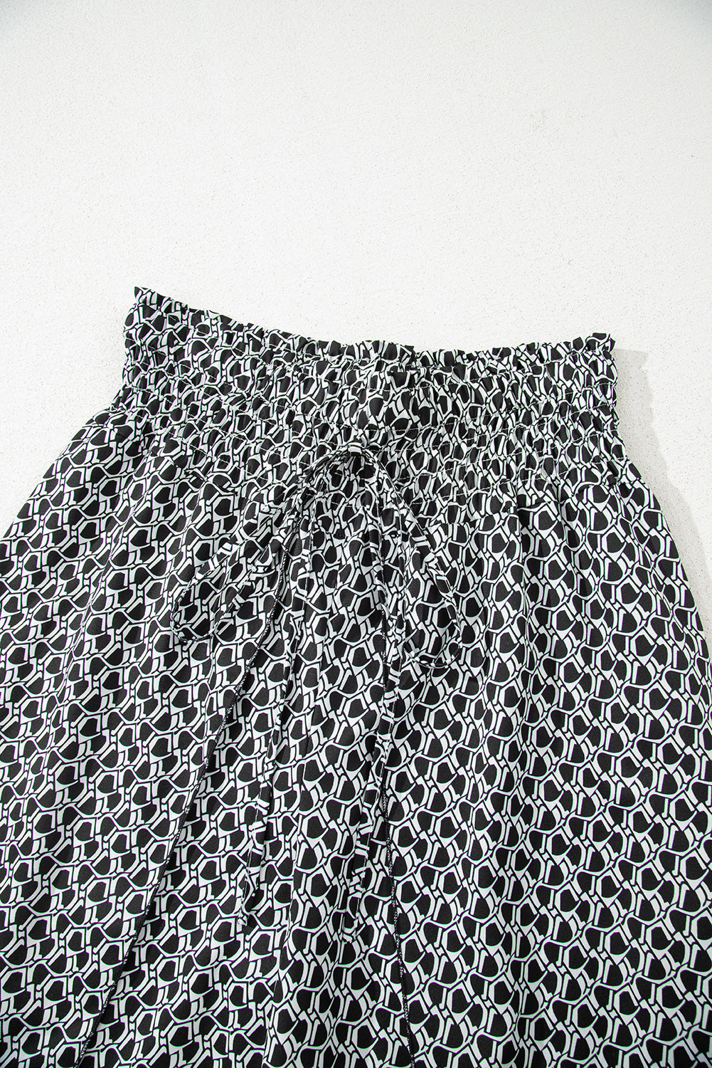 Pink Bohemian Print Slit Wide Leg Smocked High Waist Pants