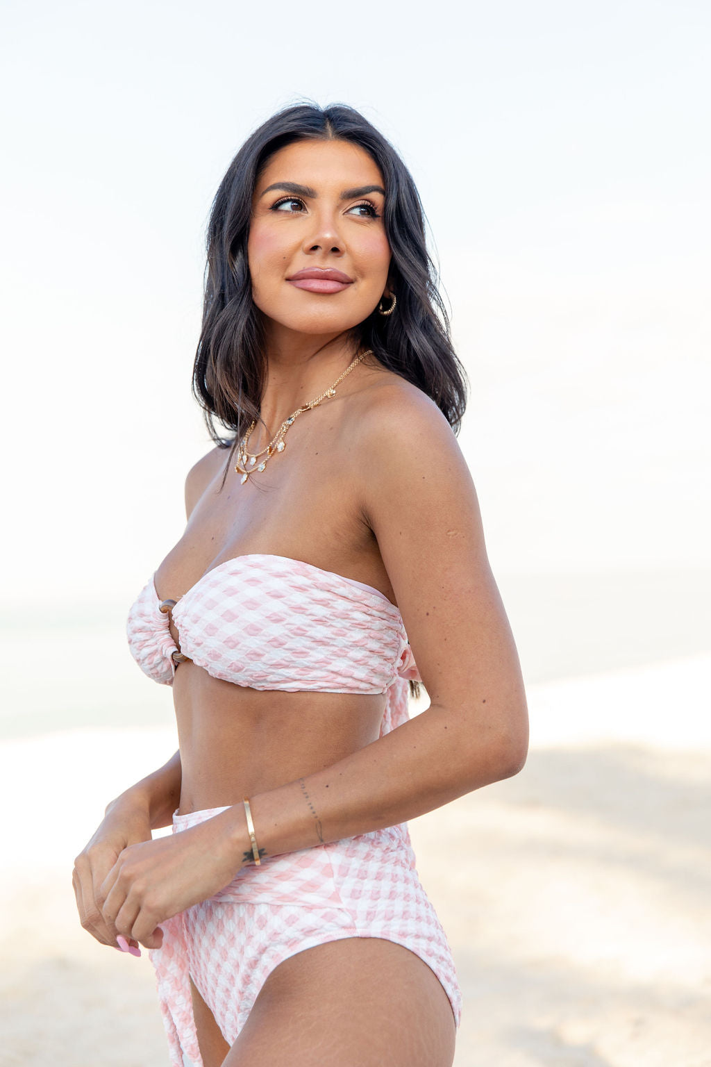 Golden Isle Pink Textured Ring Bikini Top SALE