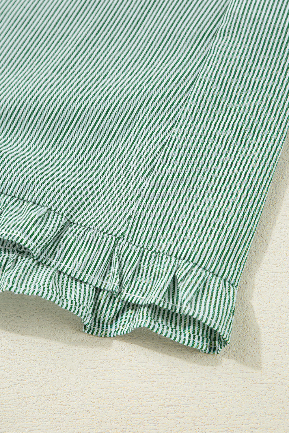 Blue Stripe Frilled Sleeveless Collar Front Pocket Button Up Mini Dress