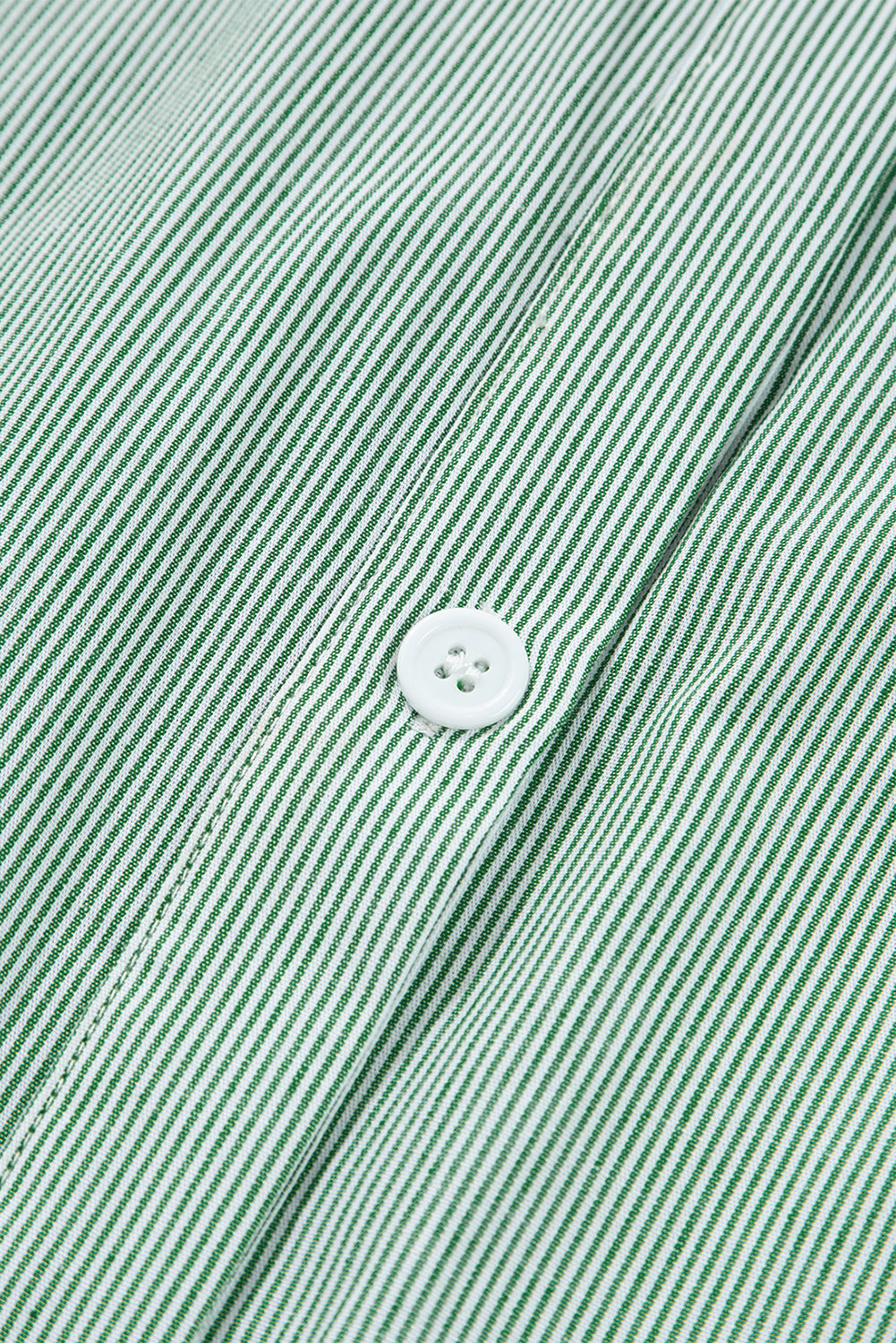 Blue Stripe Frilled Sleeveless Collar Front Pocket Button Up Mini Dress