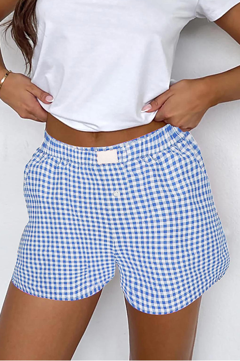 Red Plaid Gingham Printed High Waist Shorts