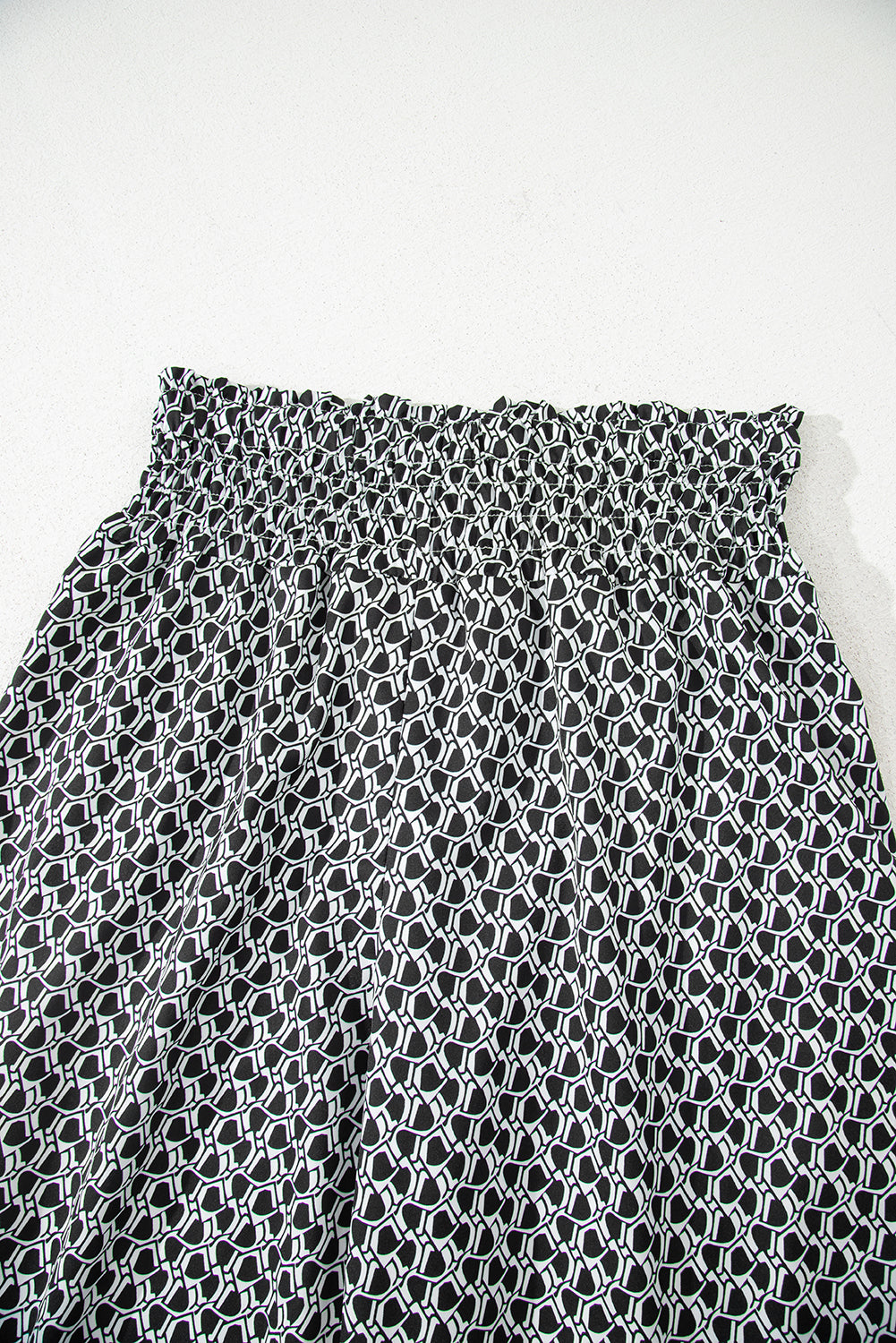 Pink Bohemian Print Slit Wide Leg Smocked High Waist Pants