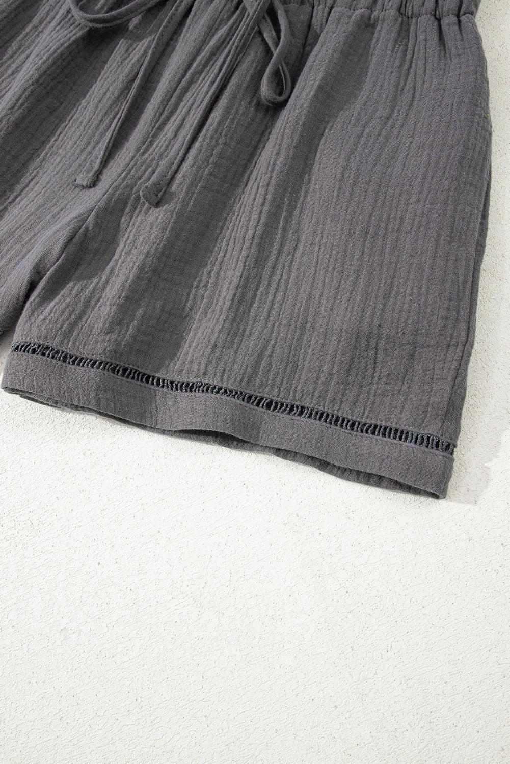 Sail Blue Cotton Gauze Paperbag Shorts