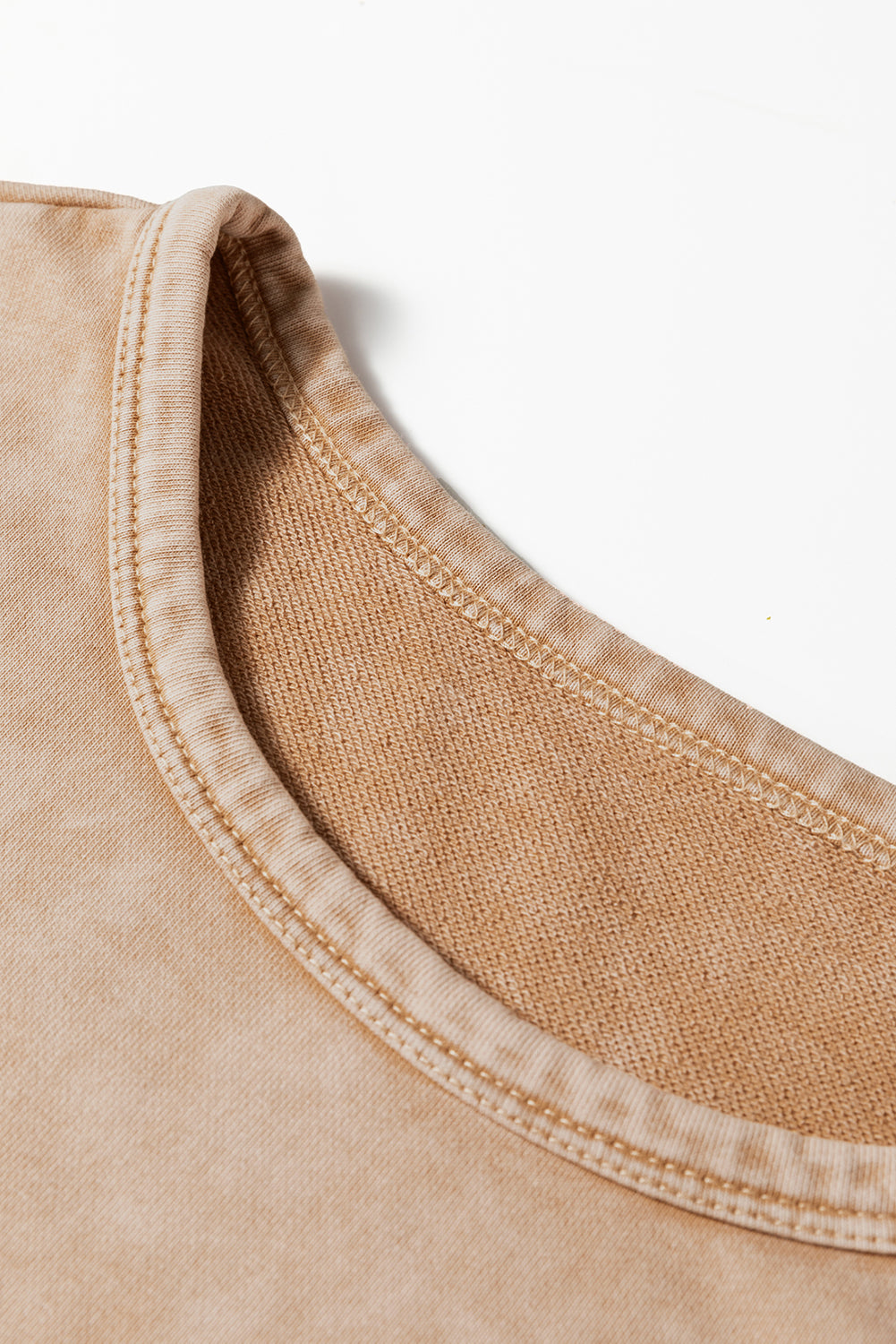 Light French Beige Mineral Wash Big Bow Patchwork Pullover Sweatshirt