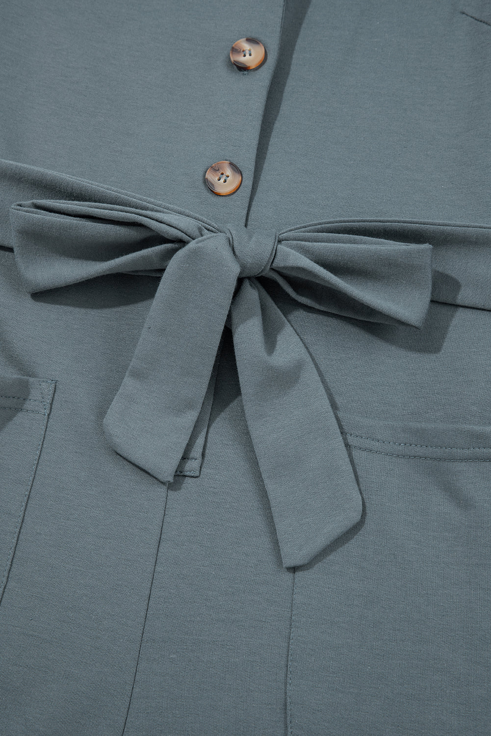 Black Dolman Button Belted V Neck Wide Leg Pocketed Jumpsuit