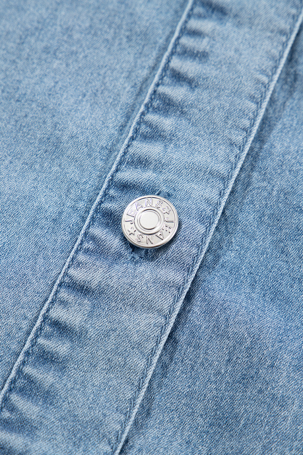 Black Frilled Short Sleeve Button Up Loose Denim Shirt Dress