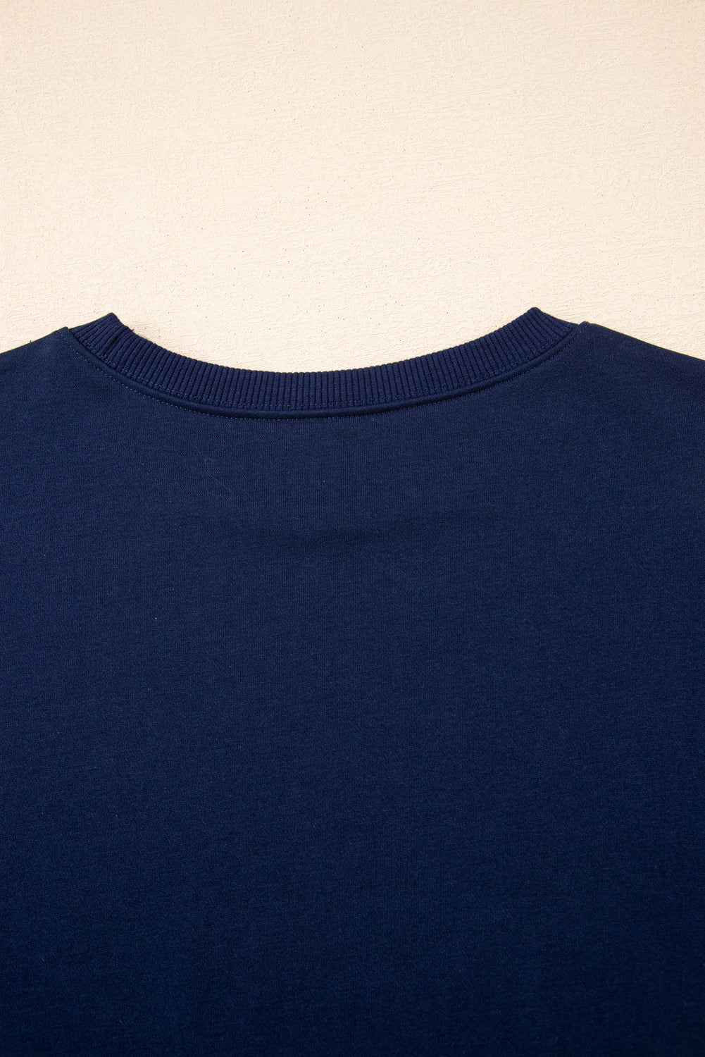 Navy Blue Varsity Stripe Detail Drop Shoulder Pullover Mini Skirt Set