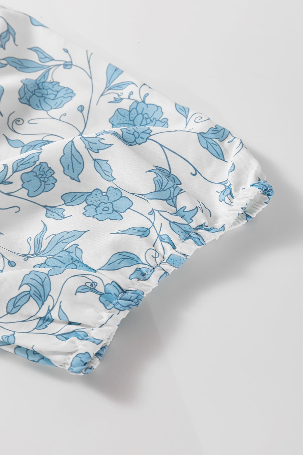 Sky Blue Leopard Contrast Bow Puff Sleeve Mini Dress