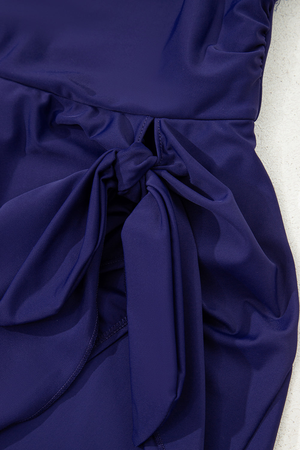 Sea Green Adjustable Straps Cutout Ruched Knot Slit One Piece Swim Dress