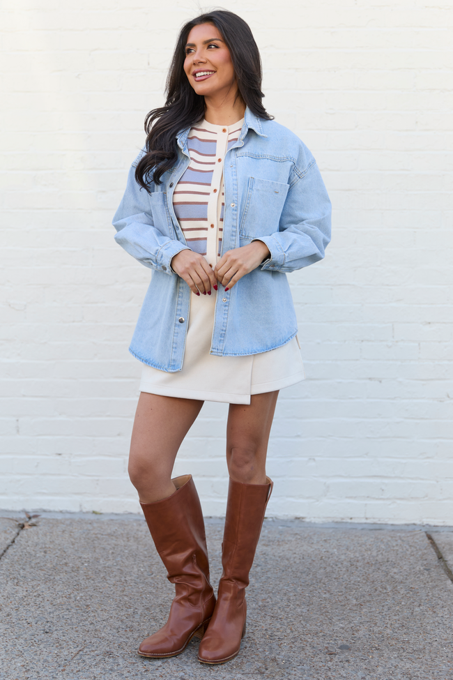 Addison Blue And Ivory Striped Cardigan Tank FINAL SALE