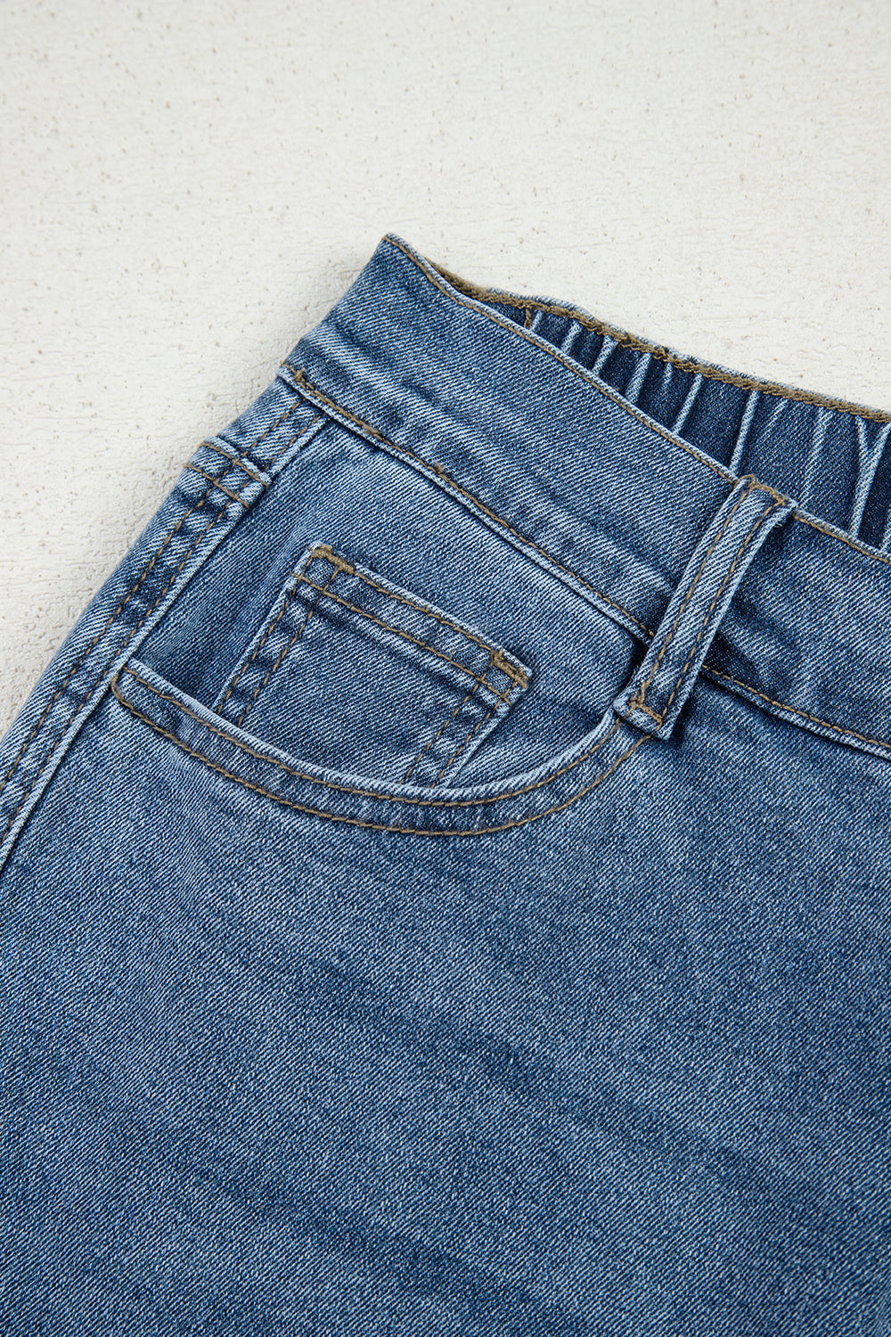 Stone Blue Star Patchwork Cropped Wide Leg High Waist Jeans