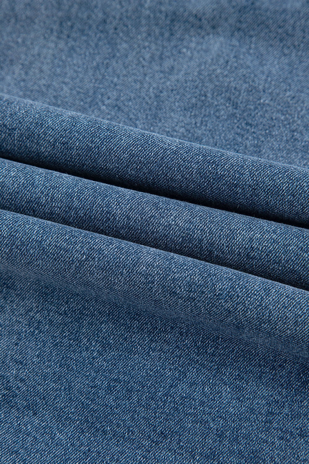 Stone Blue Star Patchwork Cropped Wide Leg High Waist Jeans