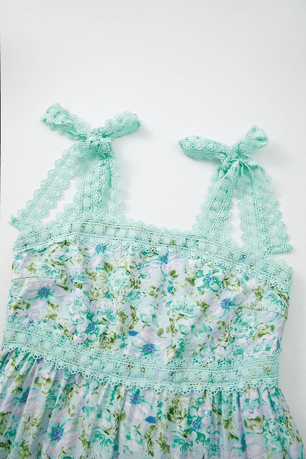 Pink Floral Lace Tied Strap Empire Waist Maxi Dress