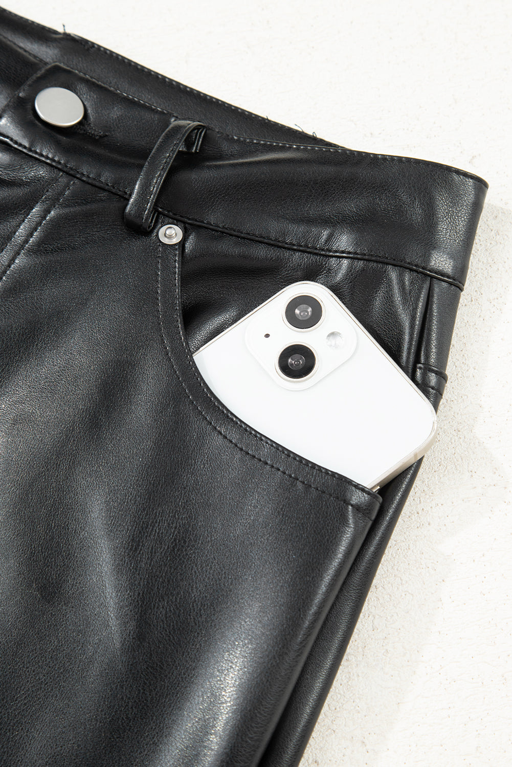 Black Faux Leather Side Slit Maxi Skirt