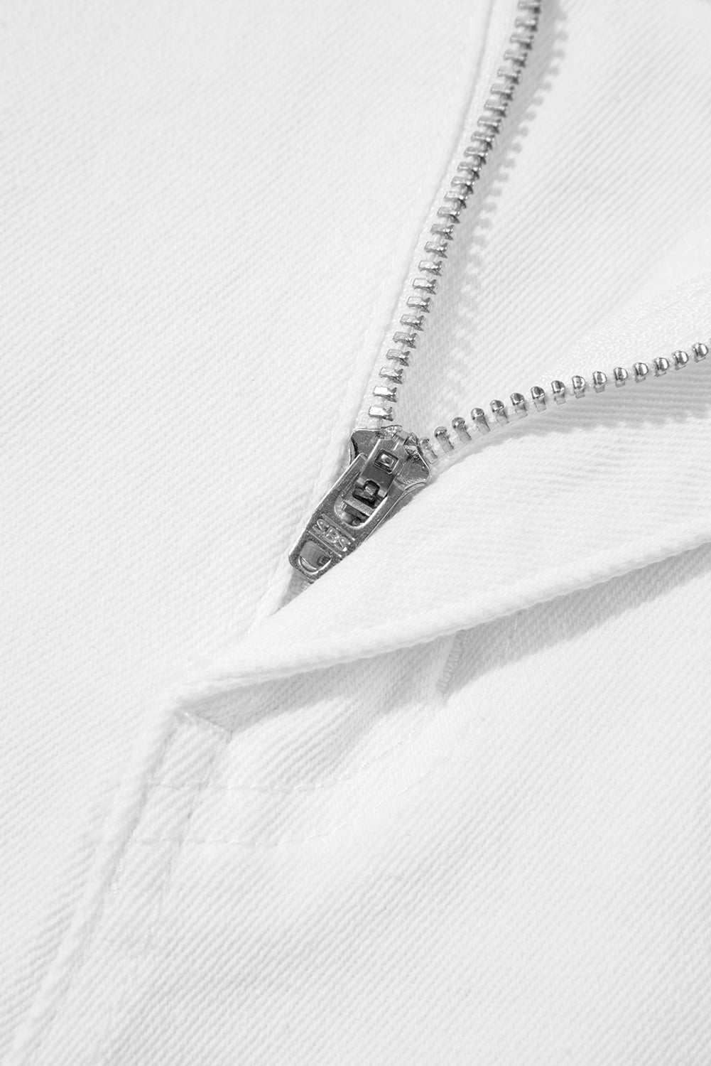 White Scalloped Hemline Acid Wash High Waist Denim Shorts