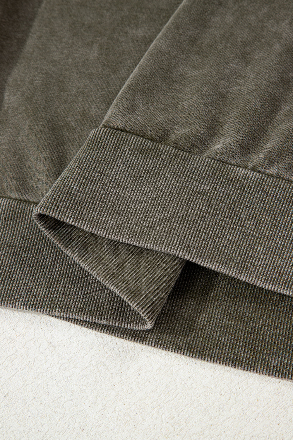 Jungle Green Lace Patchwork Detail Notched Neck Mineral Wash Baggy Sweatshirt