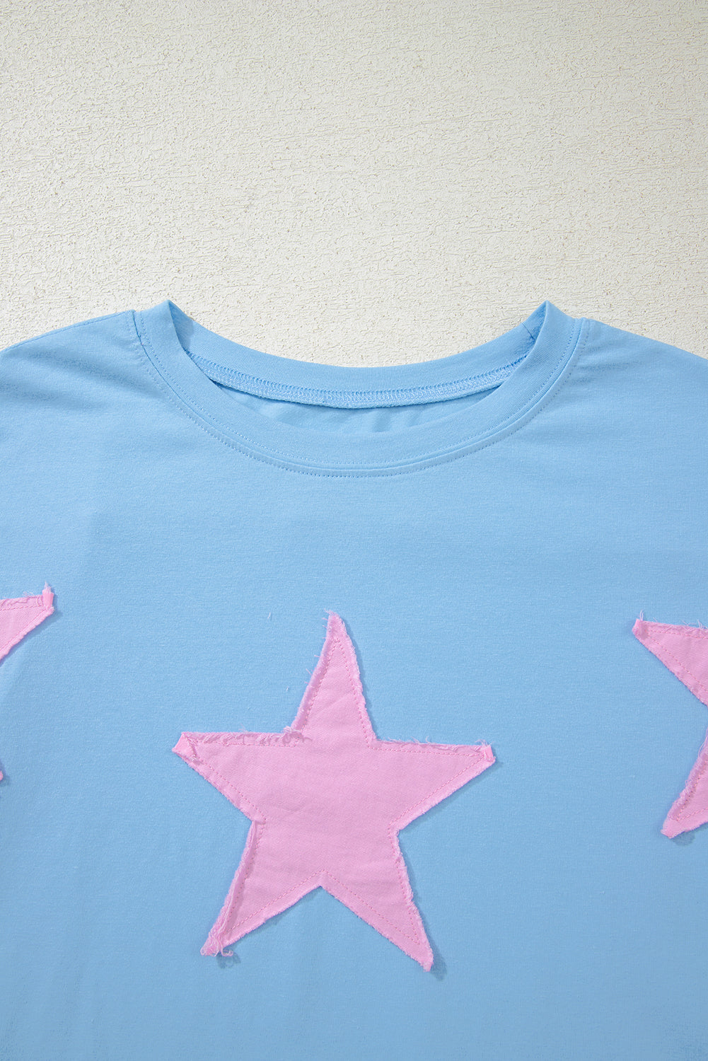 Myosotis Frayed Denim Star Patched Oversize T Shirt