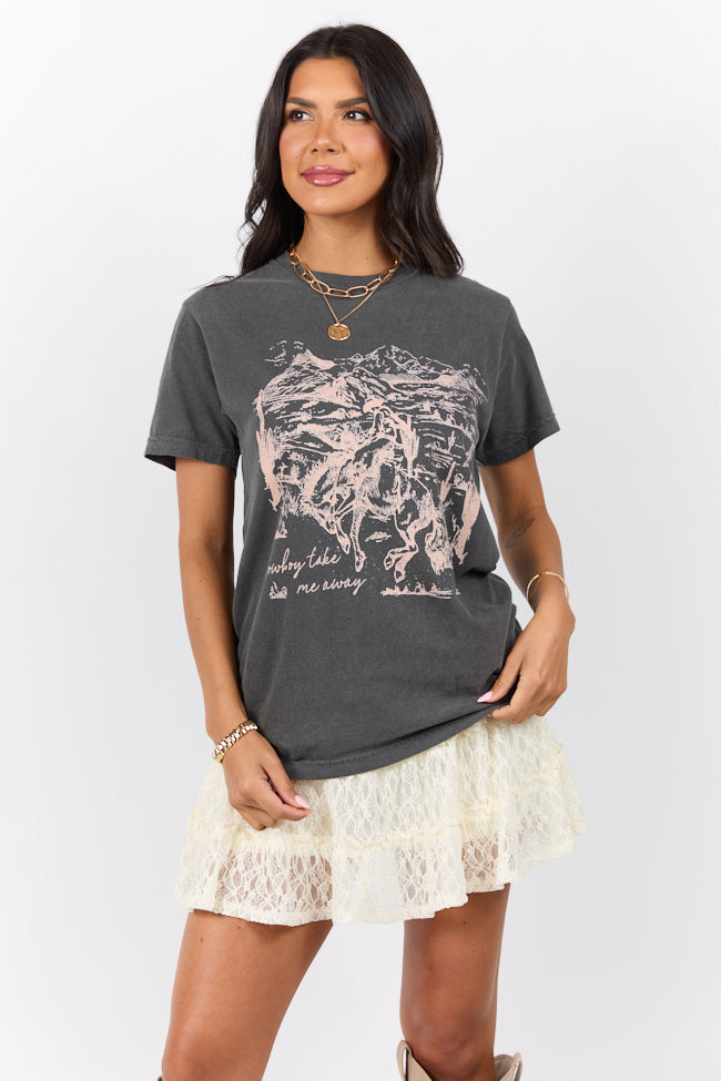 Cowboy Take Me Away Dark Grey Graphic Tee