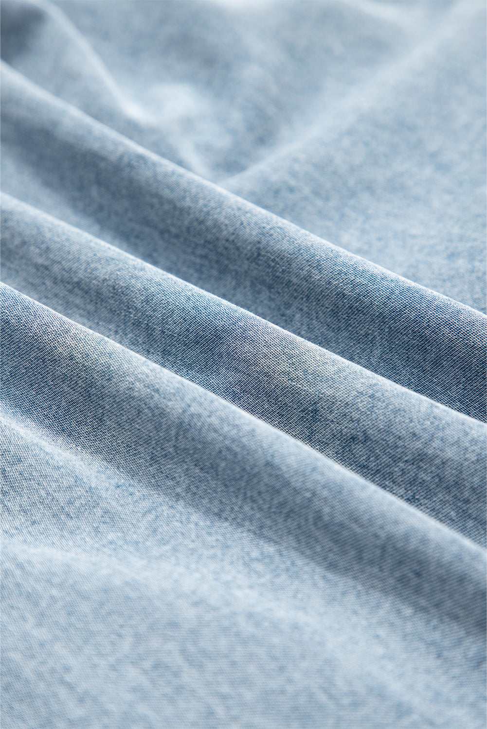 Real Teal Bowknot Neck Sleeveless Ruffled Chambray Dress