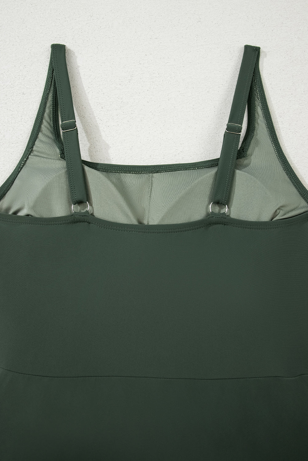 Mist Green Side Tied Waist Square Neck Adjustable Straps A-line One Piece Swim Dress