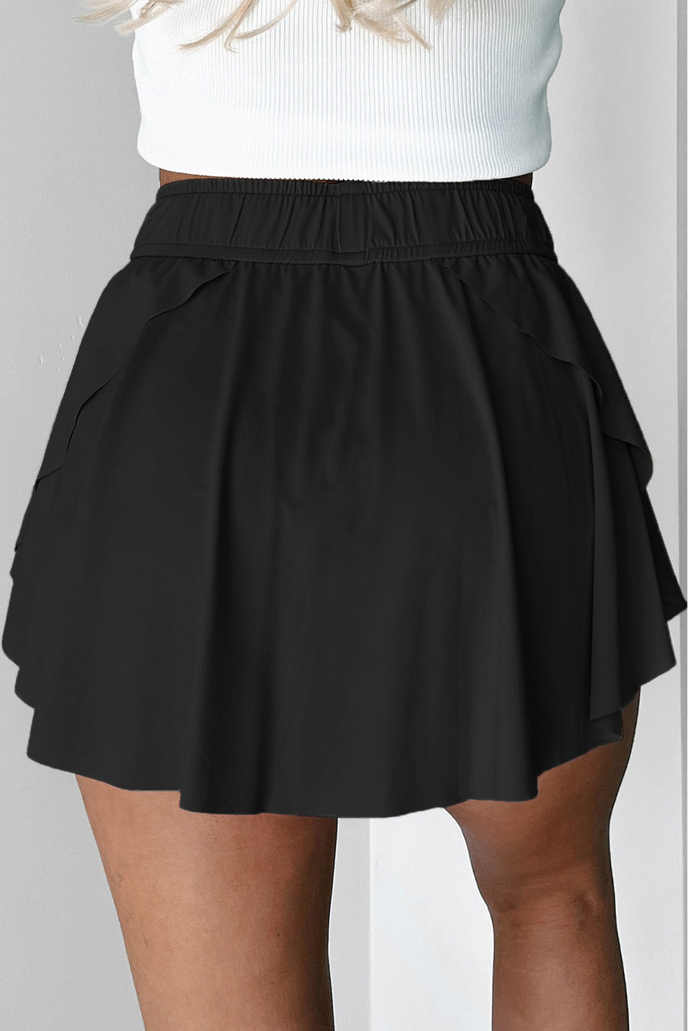 Beige Drawstring High Waist Lined Tennis Skorts