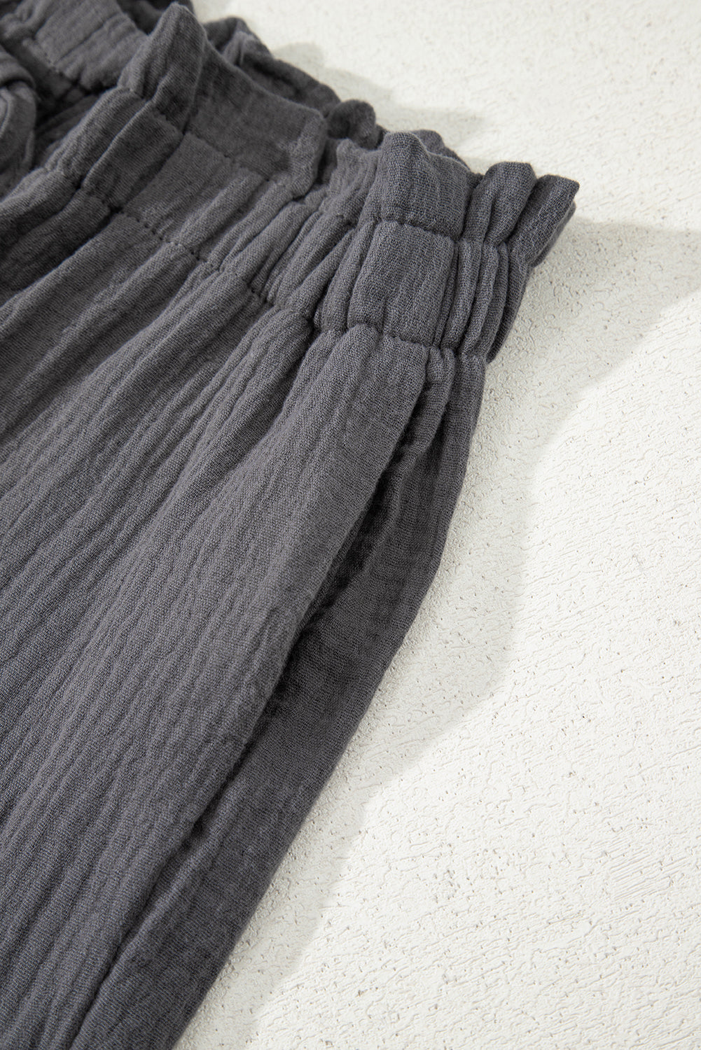 Sail Blue Cotton Gauze Paperbag Shorts